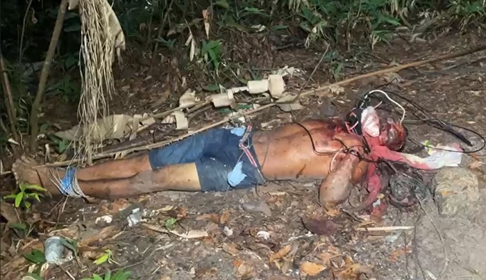 Notícias IMAGENS FORTES Corpo de homem rosto desfigurado e