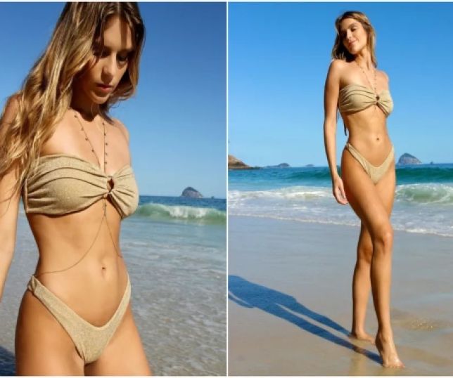 Notícias Isabella Santoni posa de biquíni em dia de praia Brilhe no