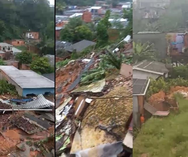 Notícias Deslizamento de terra destrói duas casas durante chuva em