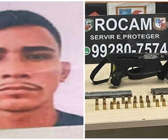 Rocam recebe denúncia e prende pistoleiro de facção criminosa com submetralhadora e munições na Zona Leste de Manaus