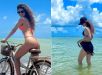 Paula Fernandes exibe o bumbum empinadinho durante passeio de bicicleta
