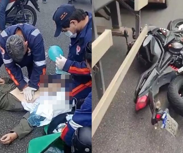 IMAGENS FORTES! Tenente da Força Aérea Brasileira morre em colisão de motocicleta com carreta na avenida Efigênio Sales, bairro de Flores, Zona Centro-Sul de Manaus. VEJA VÍDEOS
