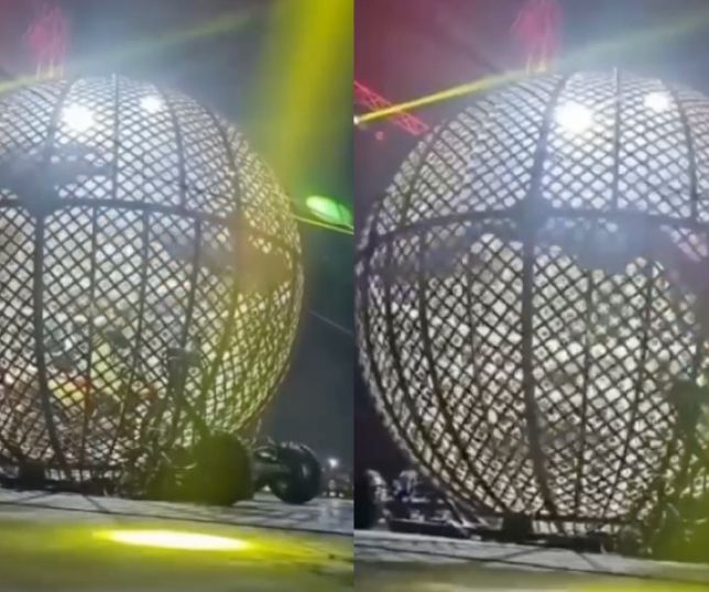 Imagens chocante mostra momento em que motoqueiros sofrem acidente no Globo da Morte. VEJA VÍDEO