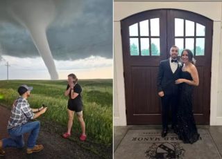 Caçadores de tempestades ficam noivos diante de tornado