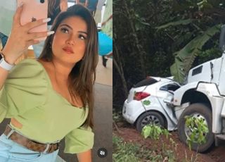 Duas jovens morrem na hora em violenta colisão de carro Onix com carreta na rodovia BR 174 que liga Manaus a Boa Vista