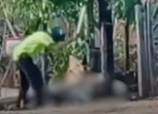 IMAGENS FORTES! Idoso é preso após espancar esposa com pedaço de madeira no meio da rua.VEJA VÍDEO