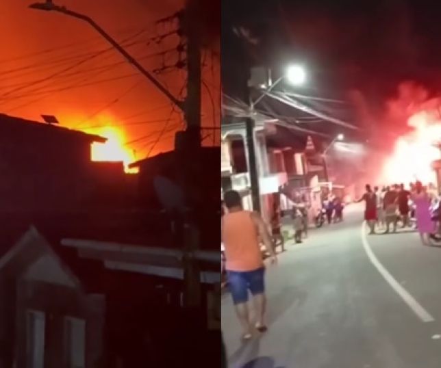 Sete casas pegam fogo e moradores ficam desabrigados no bairro de Santo Antônio, município de Tefé, interior do Amazonas. VEJA VÍDEO