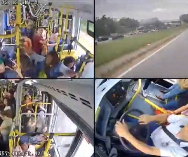 Ônibus perde o controle, arrasta vários carros e deixa 13 feridos na Raposo Tavares; câmeras internas registraram tudo. VEJA VÍDEO
