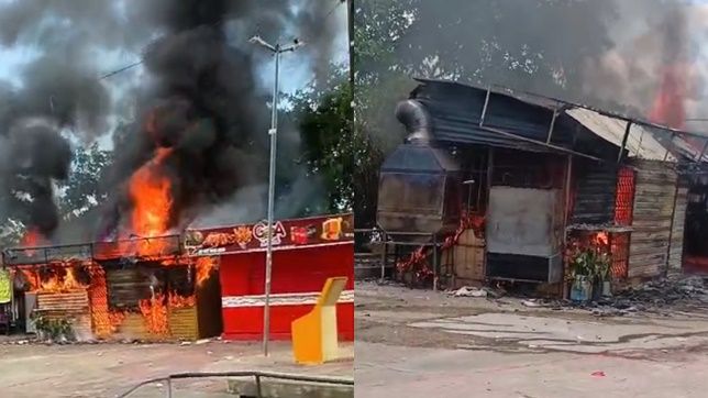 INCÊNDIO DESTRÓI LANCHE E RESTAURANTE NA ORLA DO AMARELINHO, BAIRRO EDUCANDOS, ZONA SUL DE MANAUS. VEJA VÍDEOS