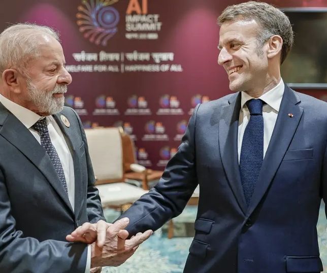 Lula se reúne com Macron na Índia, recebe convite para o G7 e discute acordo Mercosul?União Europeia