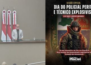 Cabo Maciel promove sessão especial na Aleam em homenagem a peritos e técnicos explosivistas. VEJA REPORTAGEM DO 'PORTAL DO ZACARIAS' AO VIVO