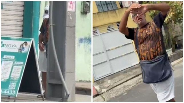 IDOSO É FILMALDO SE MASTURBANDO E ATINGINDO ORGASMO EM PLENA VIA PÚBLICA E À LUZ DO DIA NO BAIRRO DA PAZ, ZONA CENTRO-OESTE DE MANAUS. VEJA VÍDEOS