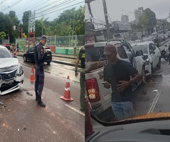 Motorista que provocou acidente na avenida Djalma Batista estaria fugindo de outra colisão em Manaus. VEJA  VÍDEO