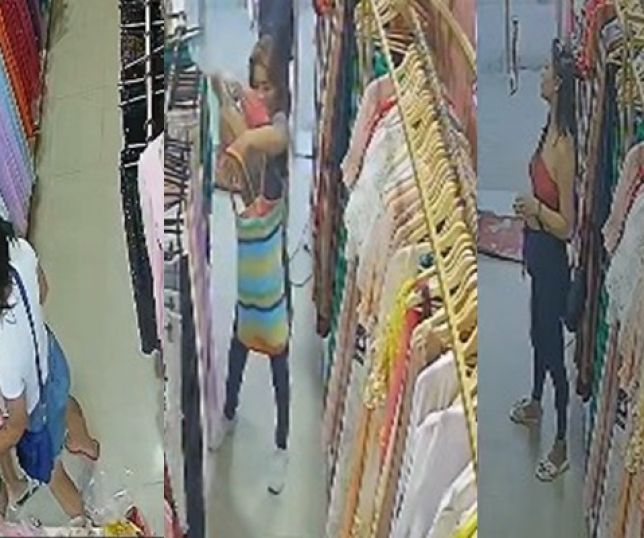 Grupo de mulheres faz 'limpa' em loja de roupas na Avenida Hilário Gurjão, no bairro Jorge Teixeira, Zona Leste de Manaus. VEJA VÍDEOS