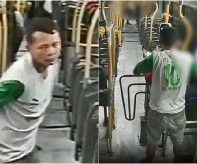 Câmera de segurança filma bandido pulando a catraca e assaltando ônibus da linha 560 na Zona Leste de Manaus. VEJA VÍDEO