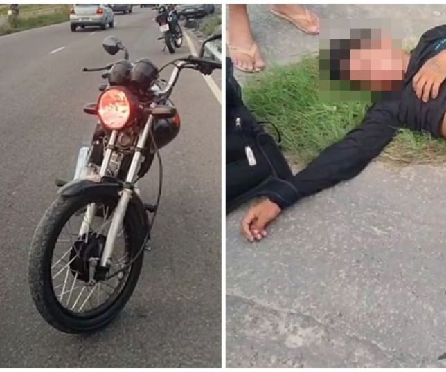 Homem supostamente embriagado cai com motocicleta e sofre graves ferimentos na Avenida Torquato Tapajós, Zona Centro-Sul de Manaus. VEJA VÍDEO