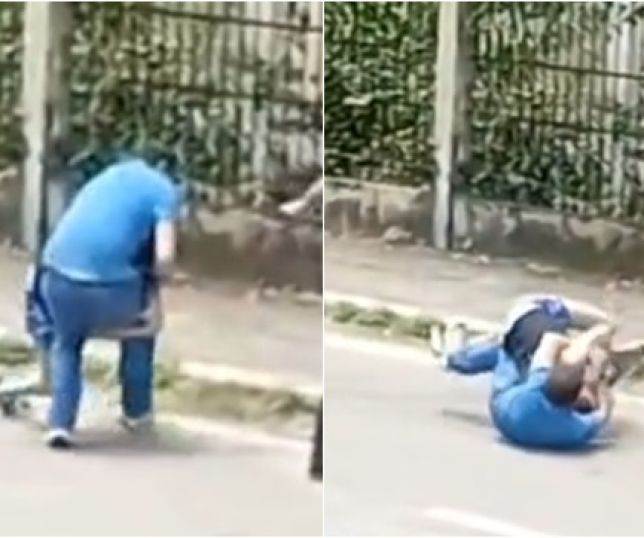 Motoristas travam luta corporal após colisão de carros e capotamento no bairro Parque Dez de Novembro, Zona Centro-Sul de Manaus. VEJA VÍDEOS