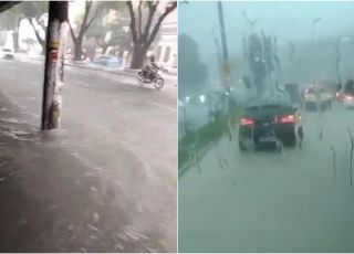 Chuva torrencial provoca inundação em avenidas, ruas e becos e deixa o trânsito caótico mais uma vez em Manaus. VEJA VÍDEOS