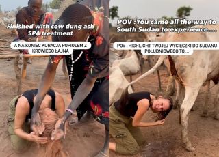 Influenciadora polonesa viraliza ao lavar cabelo com urina de vaca em tribo africana. VEJA VÍDEO