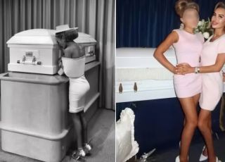 Influencer é criticada por postagem de fotos ao lado do caixão com o corpo de filha