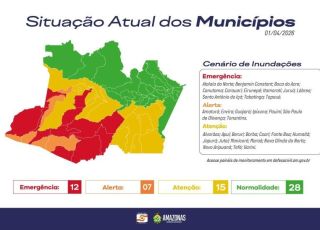 Cheia no Amazonas avança e número de municípios em situação de emergência sobe para 12