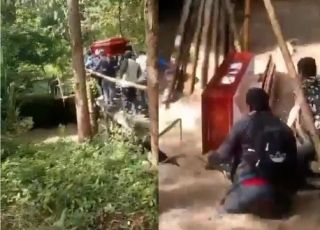 Ponte desaba durante funeral no Peru e caixão cai em rio, causando desespero. VEJA VÍDEO