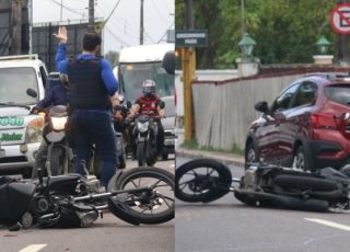 Motociclista em alta velocidade bate em viatura da perícia e causa caos na Avenida Darcy Vargas, Zona Centro-Sul de Manaus