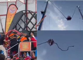 Cabos de segurança se rompem em atração na Espanha e deixam crianças feridas. VEJA VÍDEO