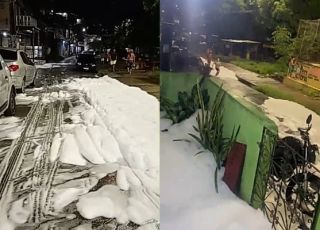 MISTÉRIO NA ZONA SUL DE MANAUS: Ruas do bairro Oliveira Machado são tomadas por espuma branca. VEJA VÍDEOS