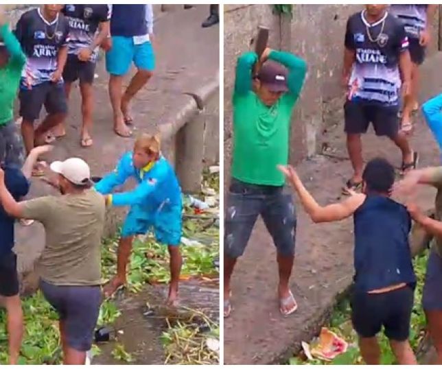 CRIME E CASTIGO! Homem é espancado com violentas pauladas após ser pego roubando no Porto de Manaus. VEJA VÍDEO