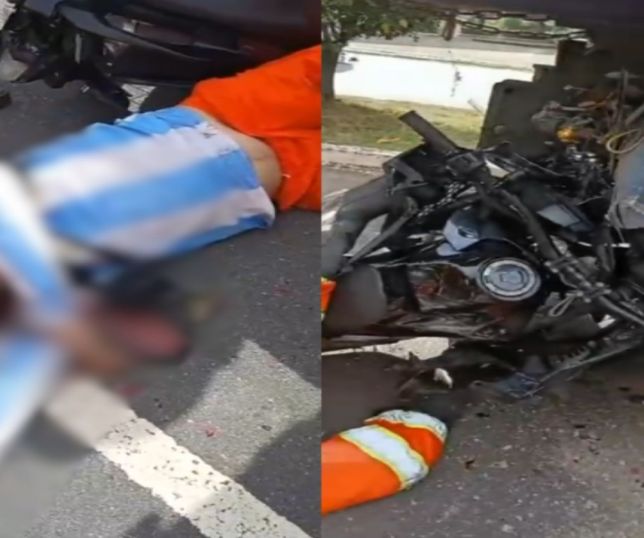 Jovem motociclista morre após colisão com caminhão no Distrito Industrial de Manaus. VEJA VÍDEOS E REPORTAGEM DO 'PORTAL DO ZACARIAS' AO VIVO