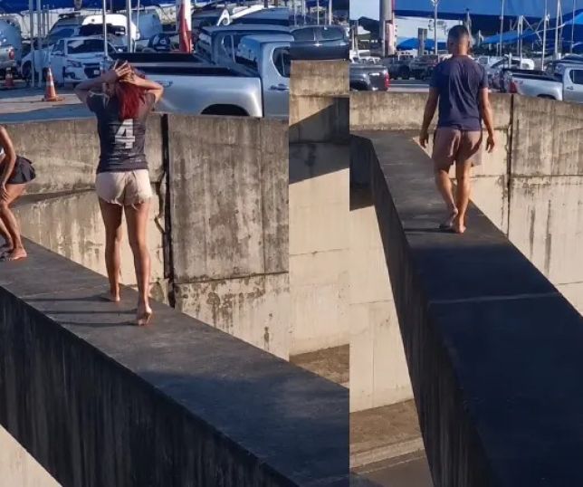 Jovens se arriscam em viaduto de Manaus durante gravação de dança para redes sociais. VEJA VÍDEO