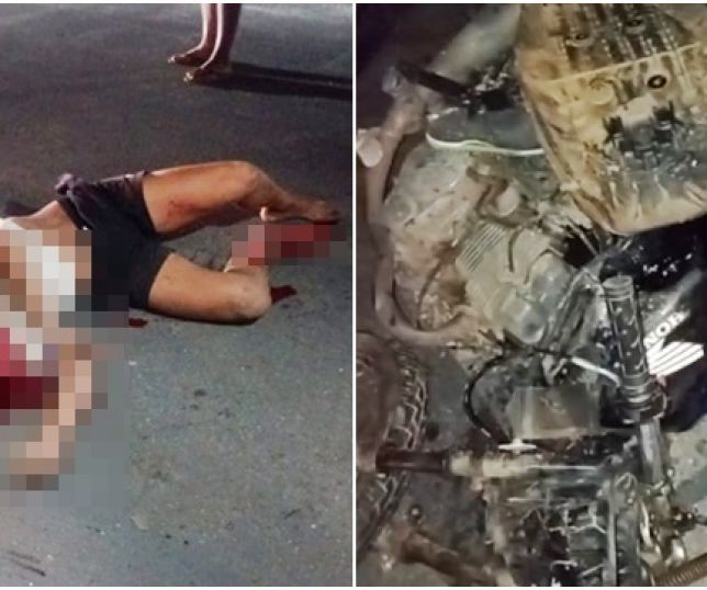 IMAGENS FORTES! Homem morre após violenta colisão de motocicleta com caçamba na estrada do município de Novo Airão, Região Metropolitana de Manaus. VEJA VÍDEO