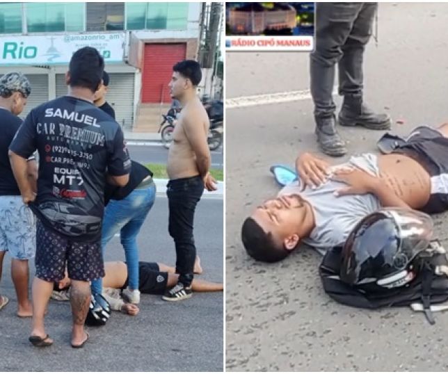 TRÂNSITO PERIGOSO: mais dois motociclistas ficam feridos logo no começo da manhã desta sexta-feira em Manaus. VEJA VÍDEO