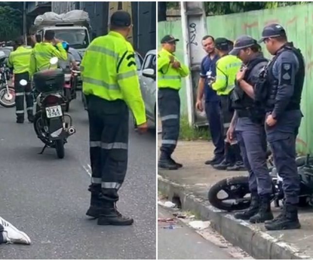 IMAGENS FORTES! Carreta esmaga cabeça de motociclista em trágico acidente na Avenida Rodrigo Otávio, bairro Coroado, Zona Leste de Manaus. VEJA VÍDEOS