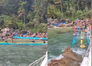 Nove pessoas são resgatadas após lancha apresentar pane mecânica no litoral de São Paulo. VEJA VÍDEO
