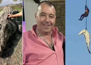 Crocodilo gigante suspeito de matar empresário é abatido e retirado por helicóptero em operação. VEJA VÍDEO