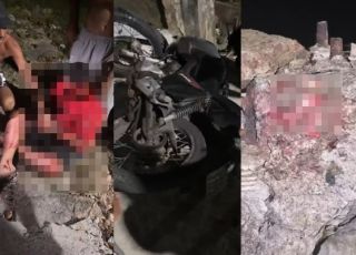 IMAGENS FORTES! Motociclista sofre grave acidente, bate em mureta e dentes ficam expostos no local e cena choca moradores. VEJA VÍDEOS