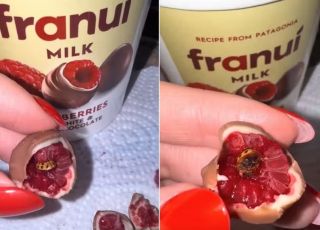 Mulher encontra inseto dentro de doce de framboesa com chocolate