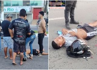 TRÂNSITO PERIGOSO: mais dois motociclistas ficam feridos logo no começo da manhã desta sexta-feira em Manaus. VEJA VÍDEO