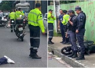 IMAGENS FORTES! Carreta esmaga cabeça de motociclista em trágico acidente na Avenida Rodrigo Otávio, bairro Coroado, Zona Leste de Manaus. VEJA VÍDEOS
