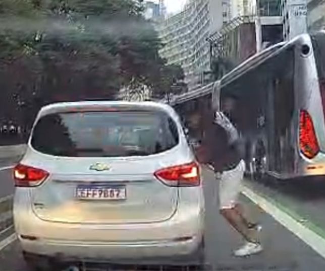 Vídeo mostra ladrão furtando celular de dentro de carro parado em avenida movimentada de São Paulo. VEJA