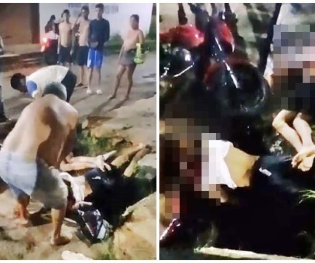 IMAGENS FORTES! Dois jovens ficam em estado grave após colisão entre carro e motocicleta no bairro Correnteza, município de Manacapuru, Região Metropolitana de Manaus. VEJA VÍDEOS