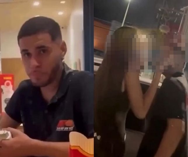 CONFUSÃO NO McDONALD'S! Mulher joga refrigerante no rosto de rapaz, segue discussão do lado de fora e agressão é registrada em vídeo. VEJA AS IMAGENS