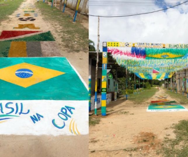 Rua de Beruri viraliza nas redes com decoração simples e criativa para a Copa do Mundo