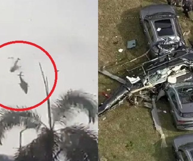 Vídeo mostra momento em que dois helicópteros colidem no ar onde seis pessoas morreram no Rio de Janeiro. VEJA AS IMAGENS