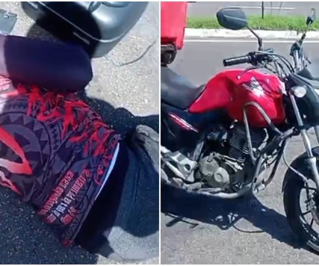 Entregador de delivery é arremessado na pista após ser atingido por picape e motorista foge do local sem prestar socorro. VEJA VÍDEO