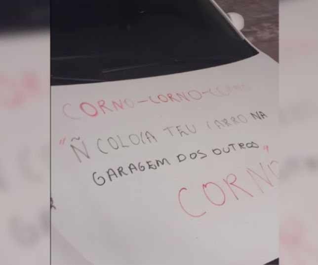  Bloqueou a garagem e pagou caro: veículo é encontrado pichado e com pneus furados. VEJA VÍDEO