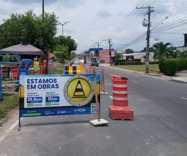 Obras da Cigás vão interditar faixa na zona Sul de Manaus e devem agravar trânsito por três meses