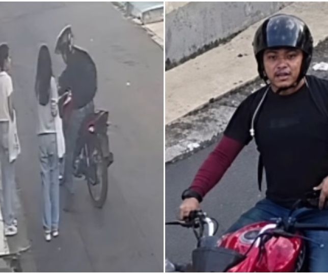 Câmera de segurança flagra motoqueiro assaltando duas jovens no bairro Nossa Senhora das Graças, Zona Centro-Sul de Manaus. VEJA VÍDEO